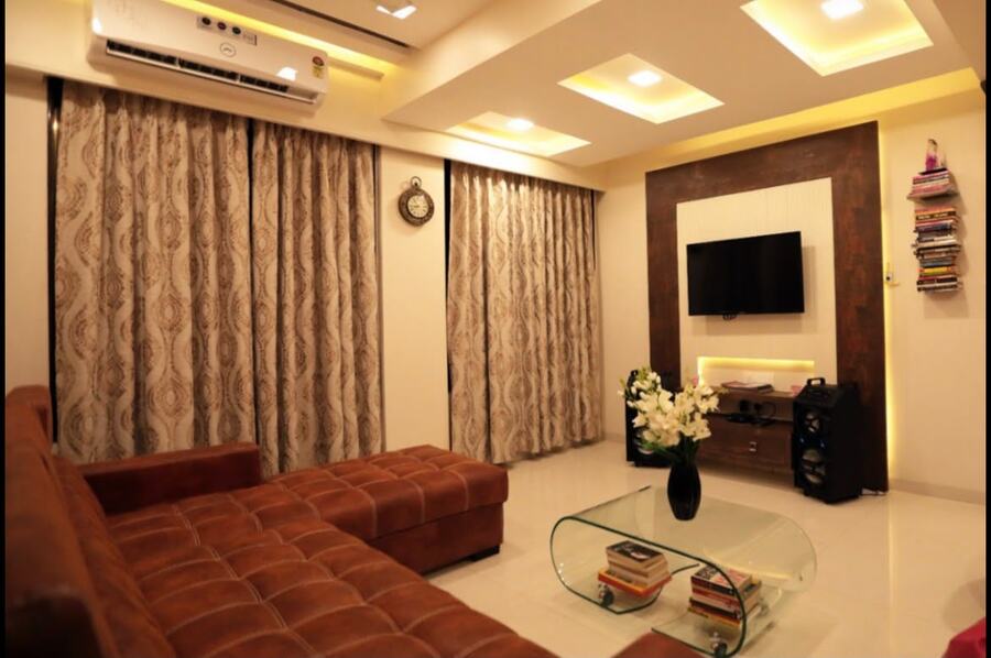 Second living room at White House with leather corner sofa